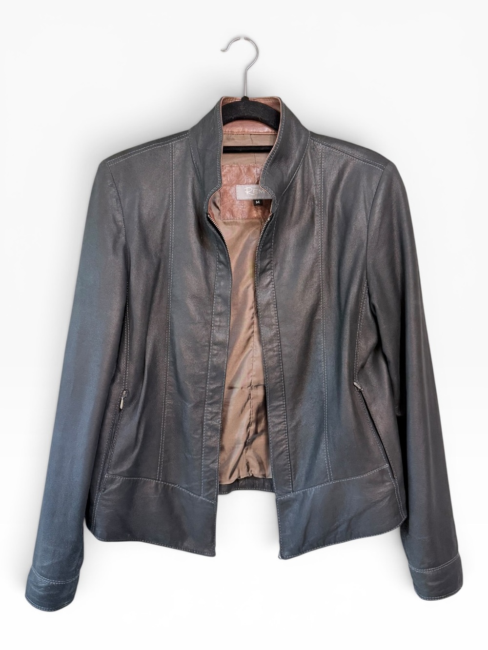 Remy Leather Lambskin Women's Jacket Brown Size Medium